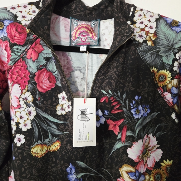 Johnny Was Women’s Onyx Sistine Half Zip Cotton Floral Boho Pullover Size Small - Picture 9 of 11